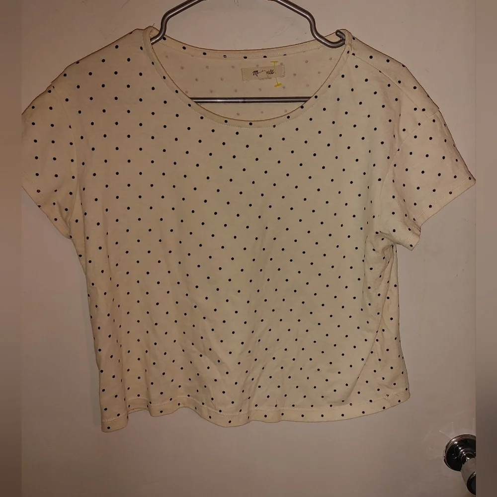 Madewell Cap-Sleeve Boxy Tee In Polka Dot Sz.S - Picture 4 of 9
